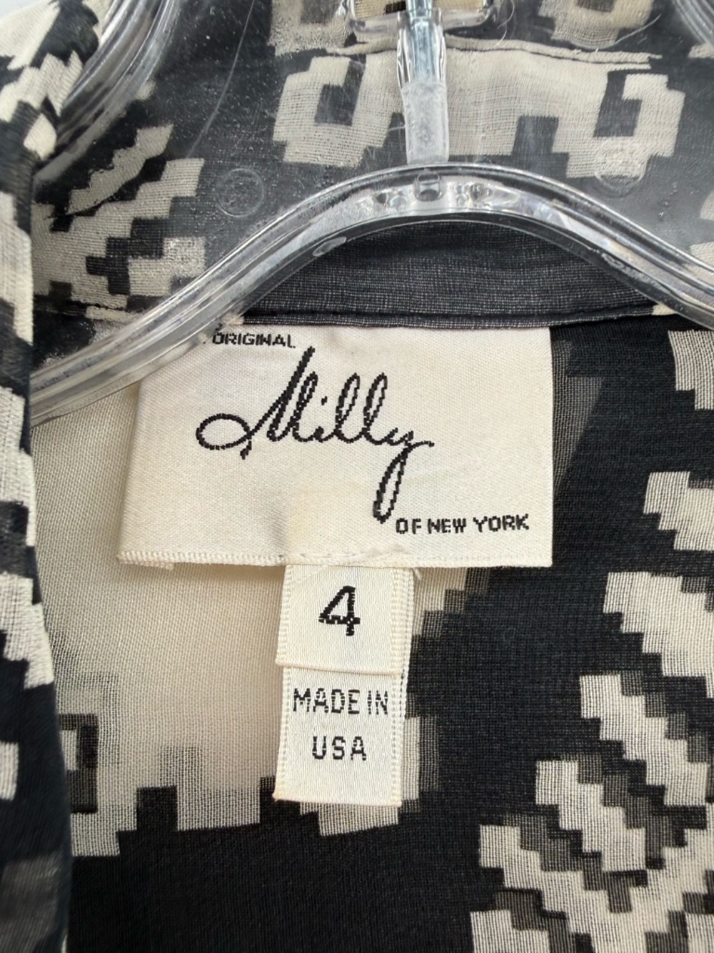 An original Milly of New York geometric print silk blend blouse size 4 - Picture 2 of 14